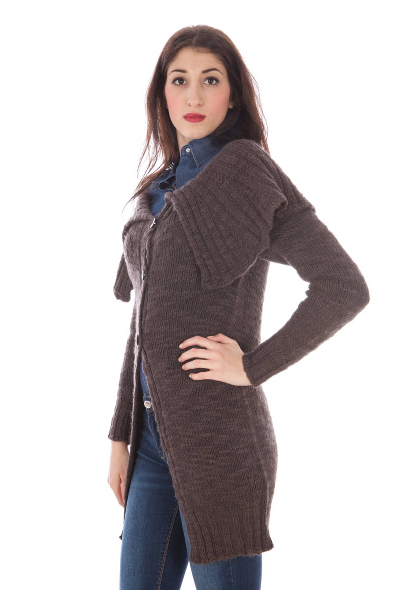 CARDIGAN FRED PERRY MARRON FEMME-1